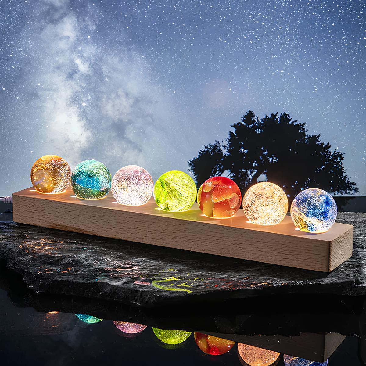 CosmicGlow – LED-Galaxy Kristallkugel Lampen-Set für die Inneneinrichtung
