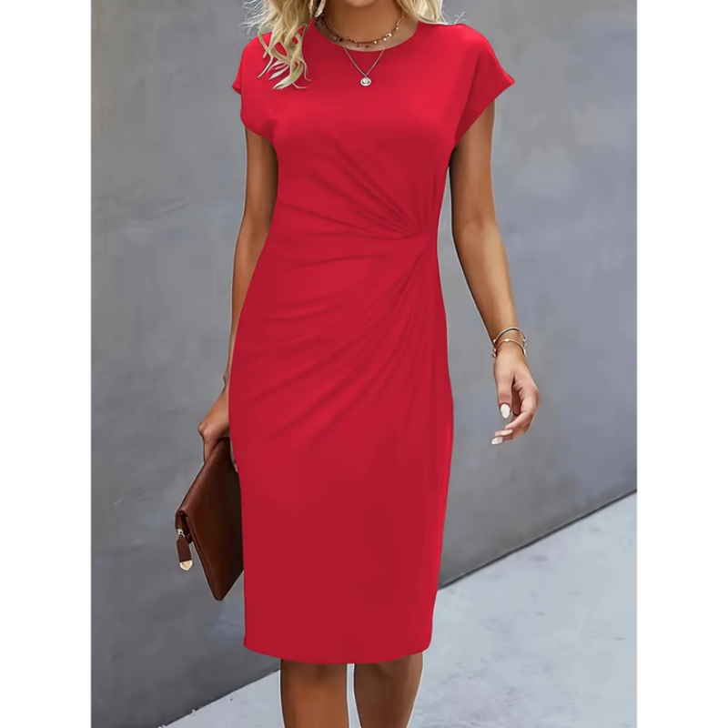 Kurzärmliges Abendkleid für Damen | Midi