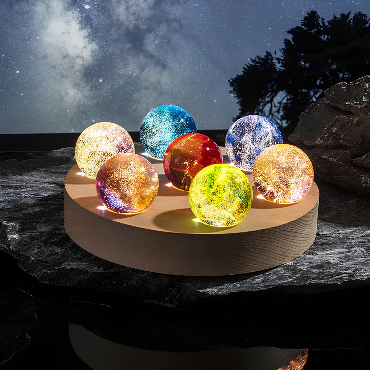 CosmicGlow – LED-Galaxy Kristallkugel Lampen-Set für die Inneneinrichtung