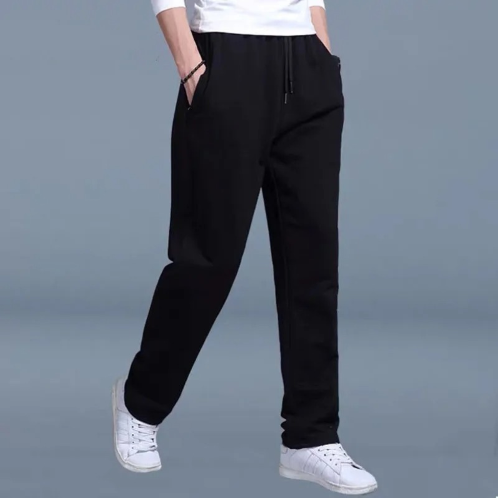 Nero | Herren Komfort Jogginghose mit weitem Bein | Schwarz