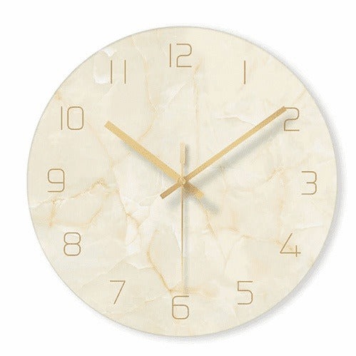 ZeitMarmor | Elegante Wanduhr mit Marmoroptik | Gelb