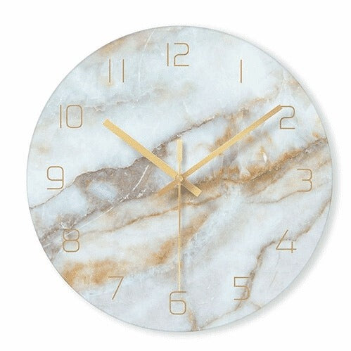 ZeitMarmor | Elegante Wanduhr mit Marmoroptik | Gelb