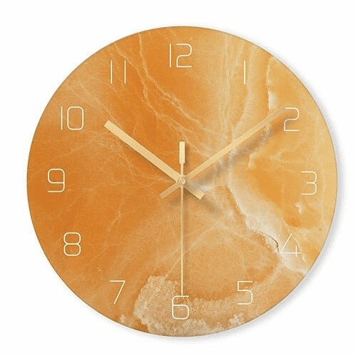 ZeitMarmor | Elegante Wanduhr mit Marmoroptik | Gelb
