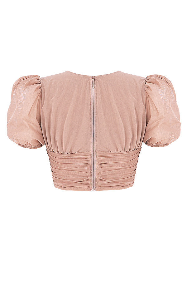 Damen Elegantes Korsett Oberteil Mit Puffärmeln | Rosa