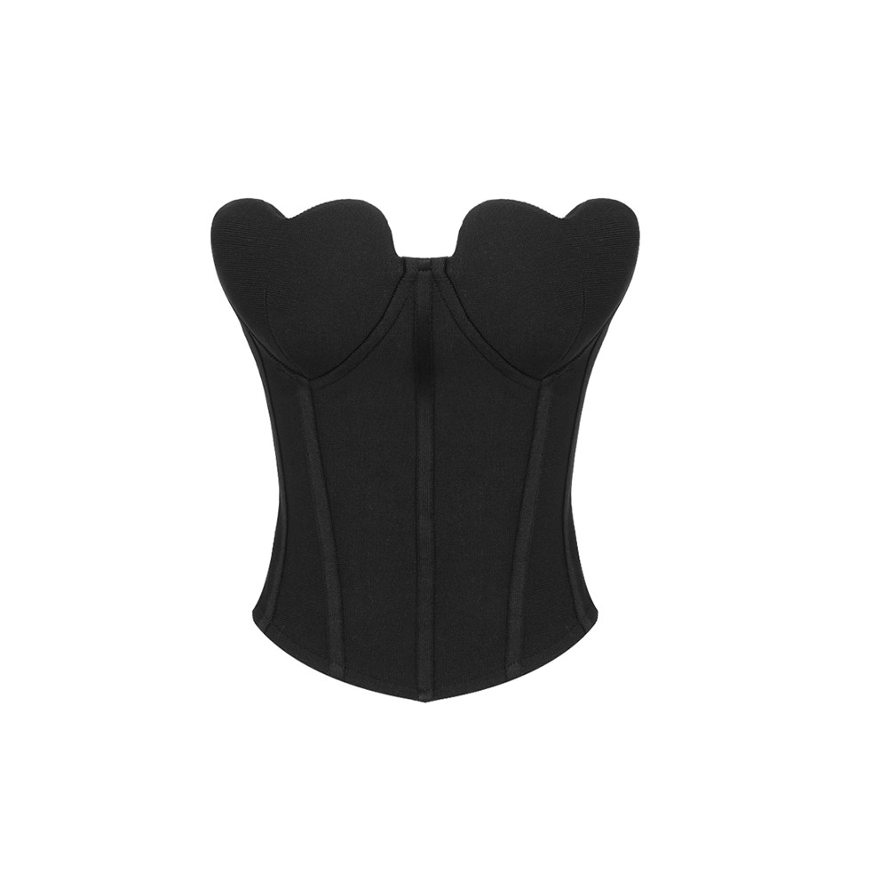 Elegantes Damen-Korsett-Top Aus Samt | Schwarz