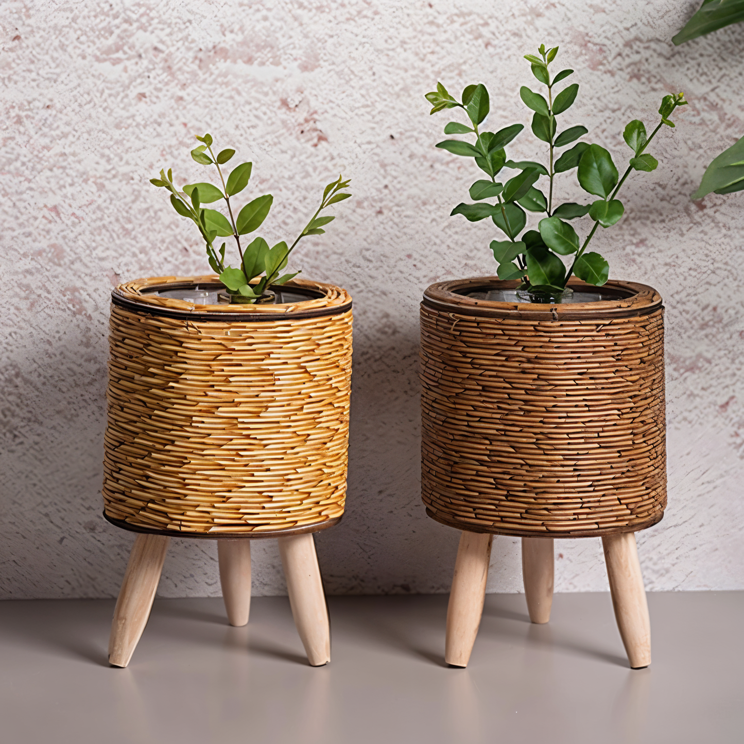 Für ein natürliches Wohngefühl: EcoChic - Handgefertigte Pflanzgefäße mit Holzbeinen, schaffen ein harmonisches Umfeld.