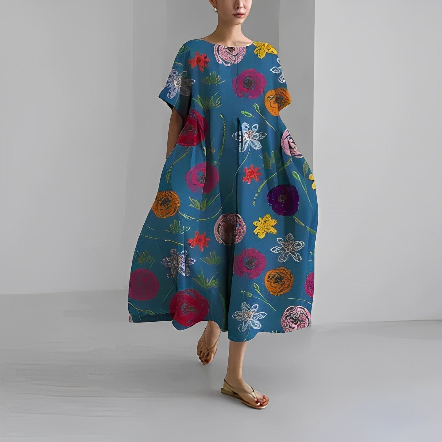 Lockeres Sommerkleid In A Linie Für Damen | Midi