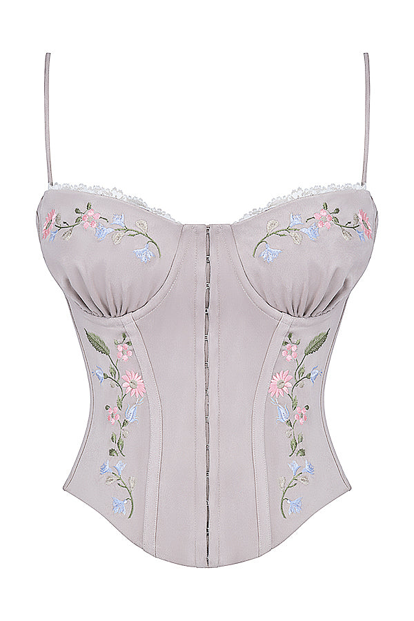 Damen Elegant Besticktes Korsett | Lavendel
