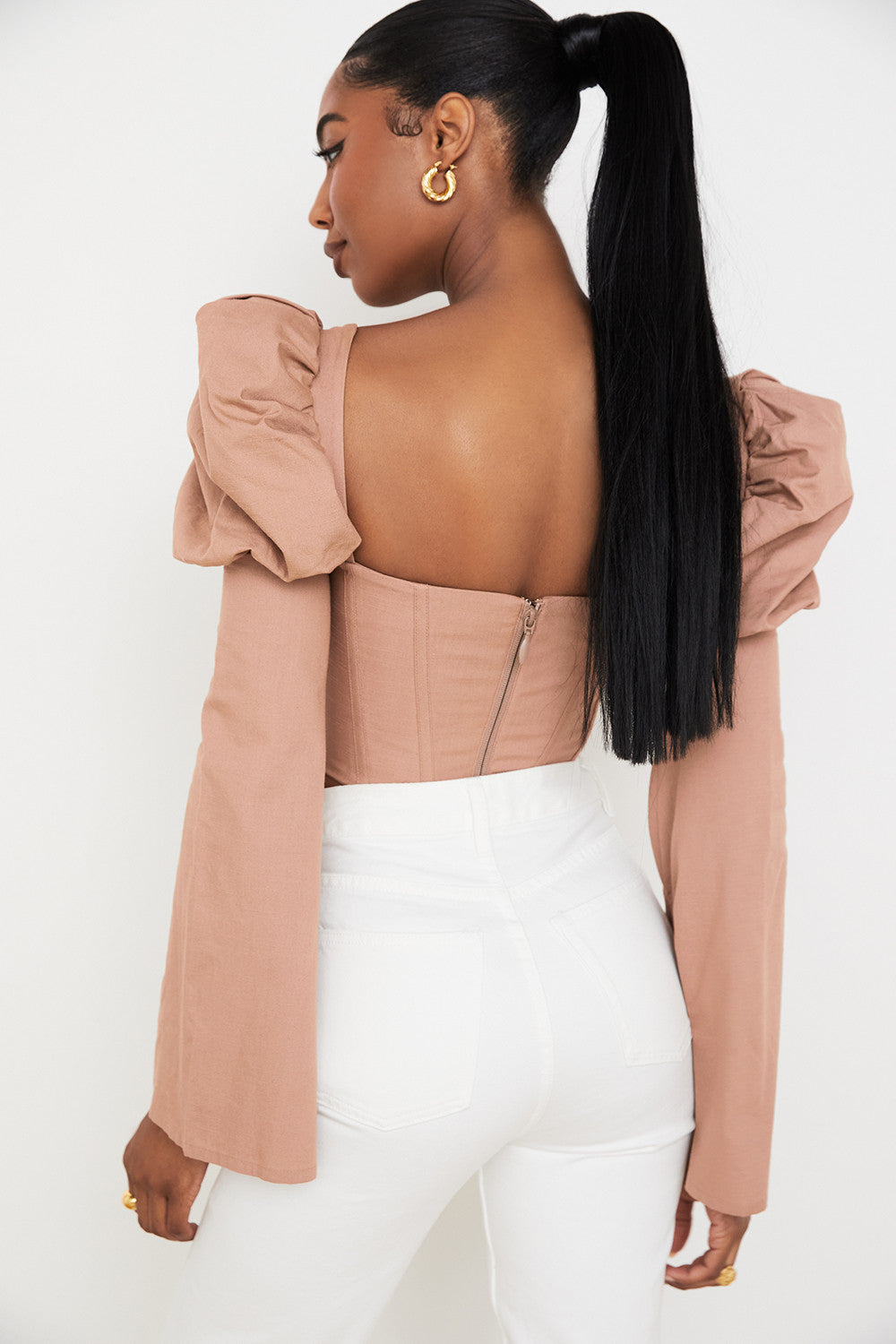 Damen Elegant Korsett-Top | Langarm