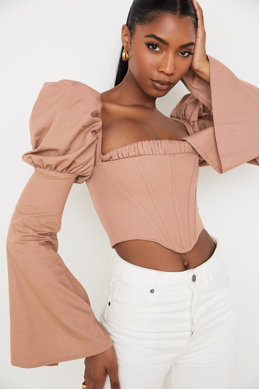 Damen Elegant Korsett-Top | Langarm