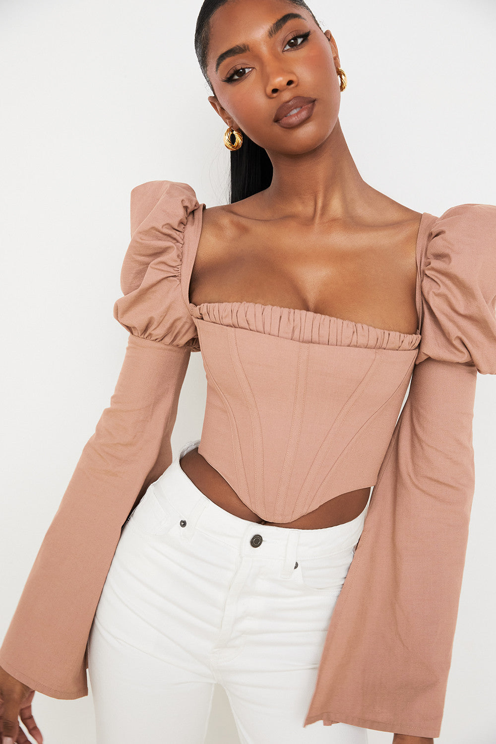 Damen Elegant Korsett-Top | Langarm