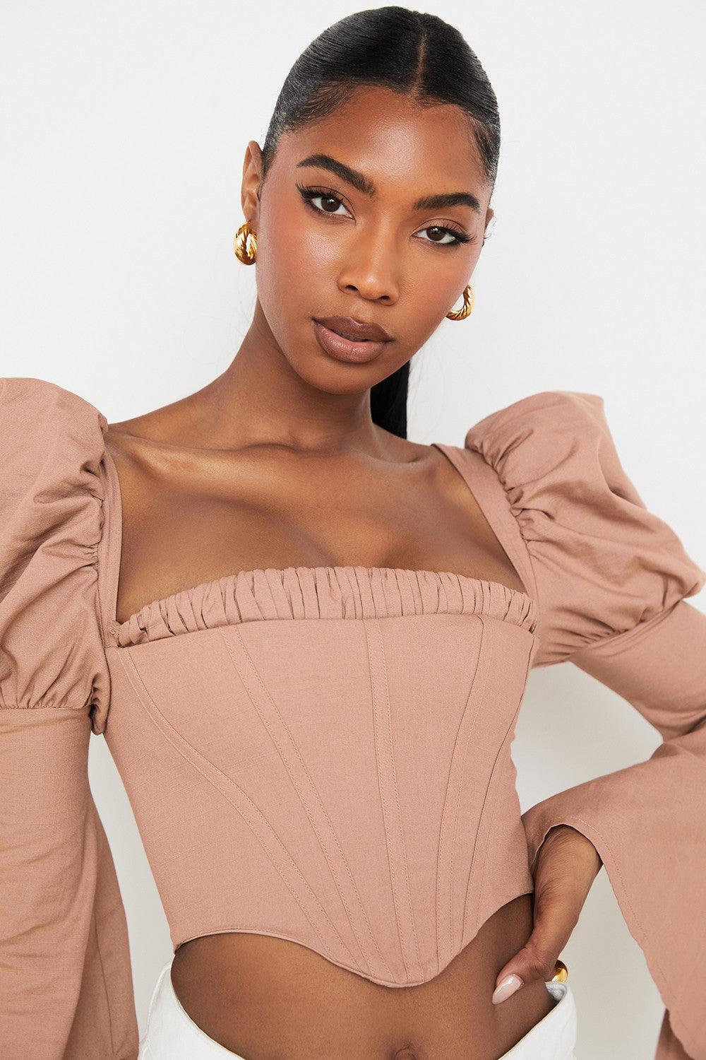 Damen Elegant Korsett-Top | Langarm