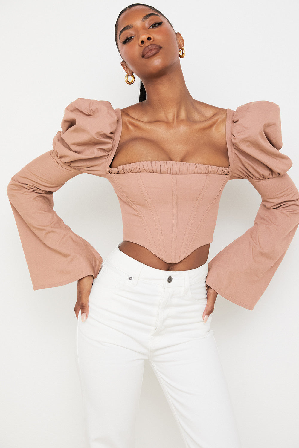 Damen Elegant Korsett-Top | Langarm