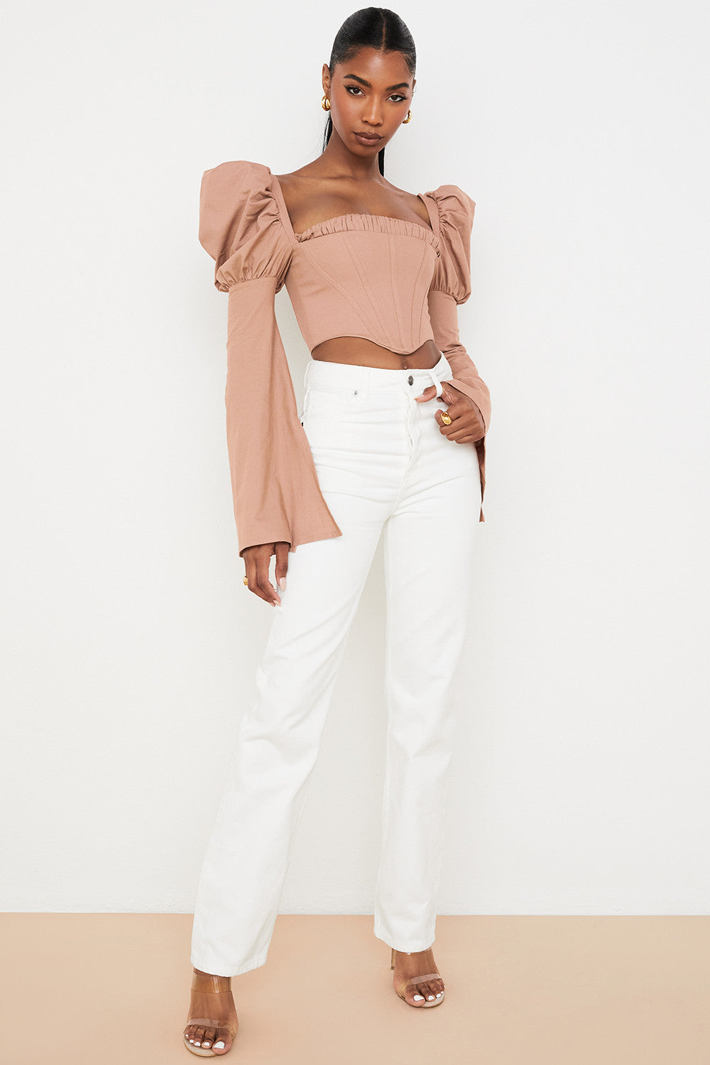 Damen Elegant Korsett-Top | Langarm
