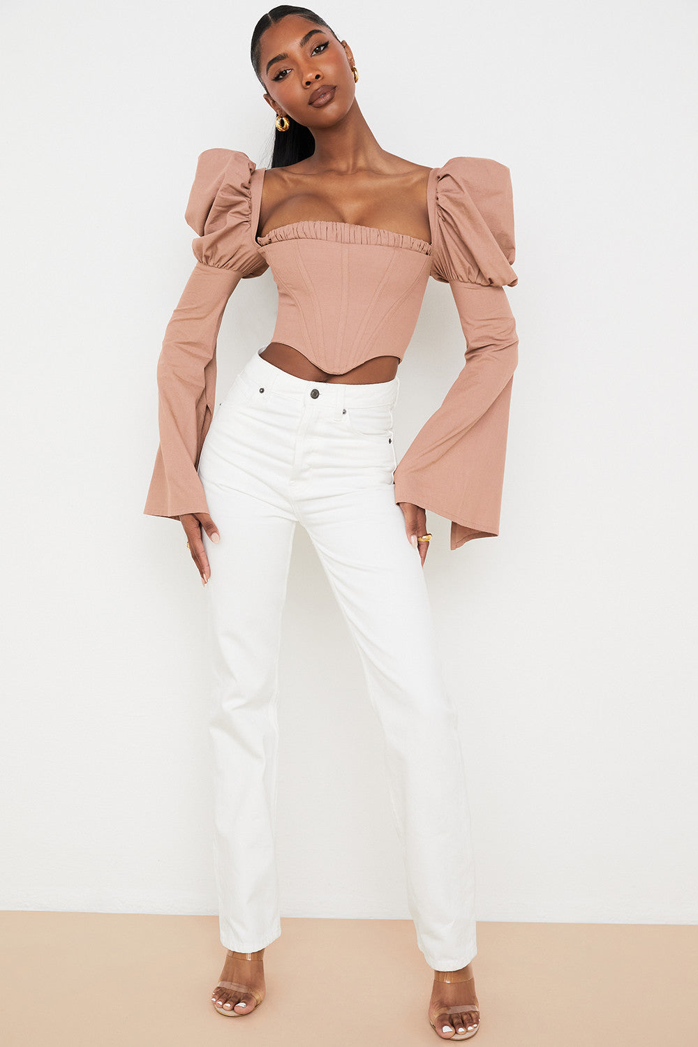 Damen Elegant Korsett-Top | Langarm
