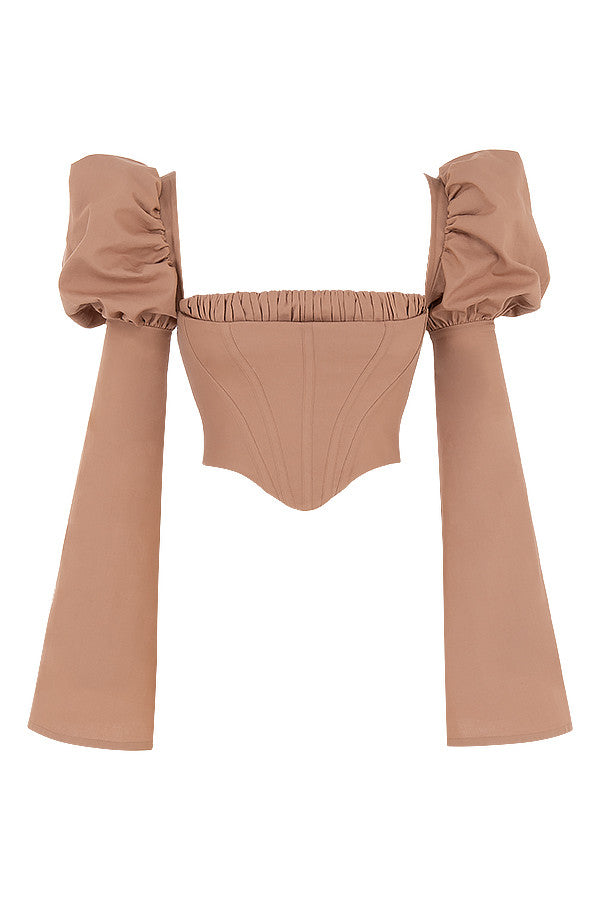 Damen Elegant Korsett-Top | Langarm