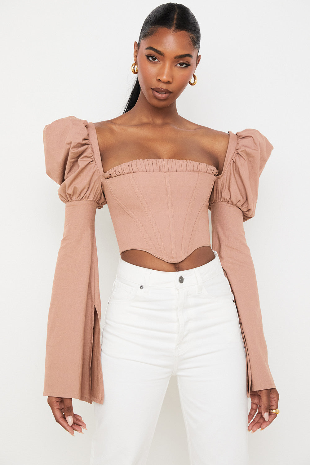 Damen Elegant Korsett-Top | Langarm