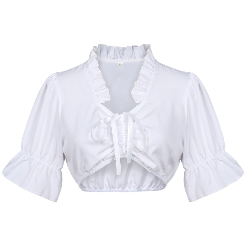 Damen Rüsche Oktoberfest Dirndl Bluse