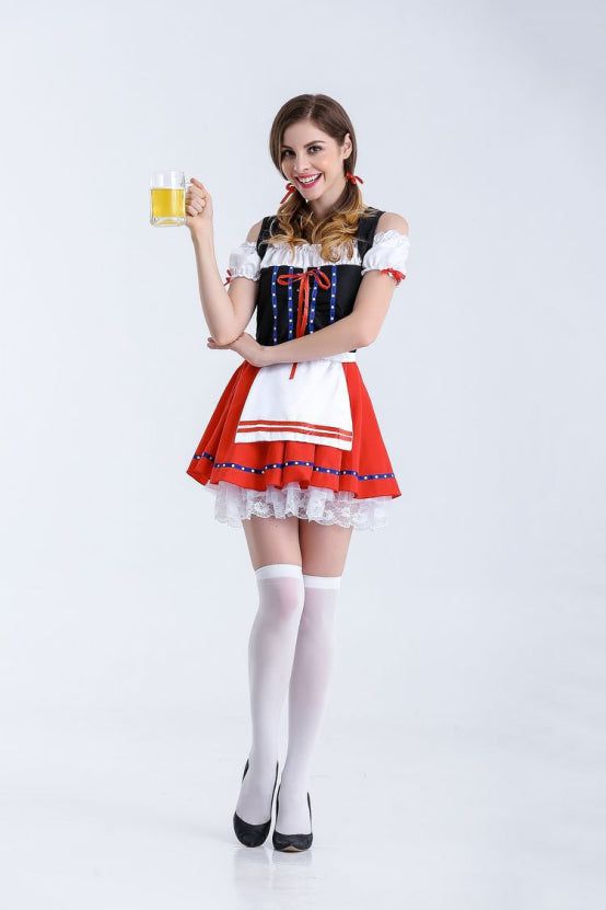 Damen Schulterfreies Oktoberfest Dirndlkleid