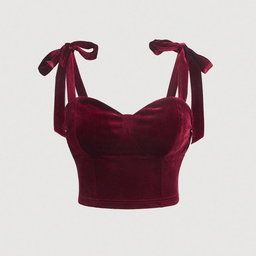 Damen Elegante Rot Korsett-Top