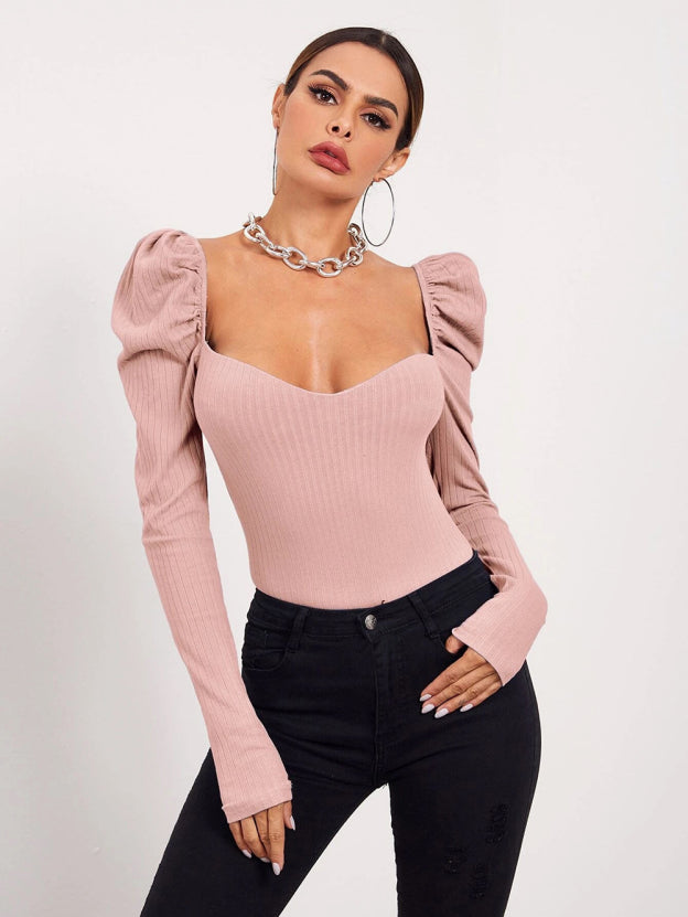 Damen Elegant Korsett-Top | Langarm