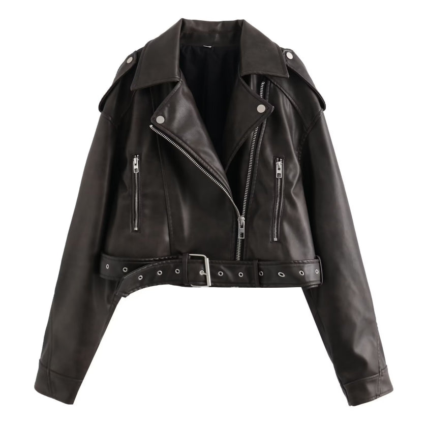 Damen Kurze Bikerjacke | Reißverschluss