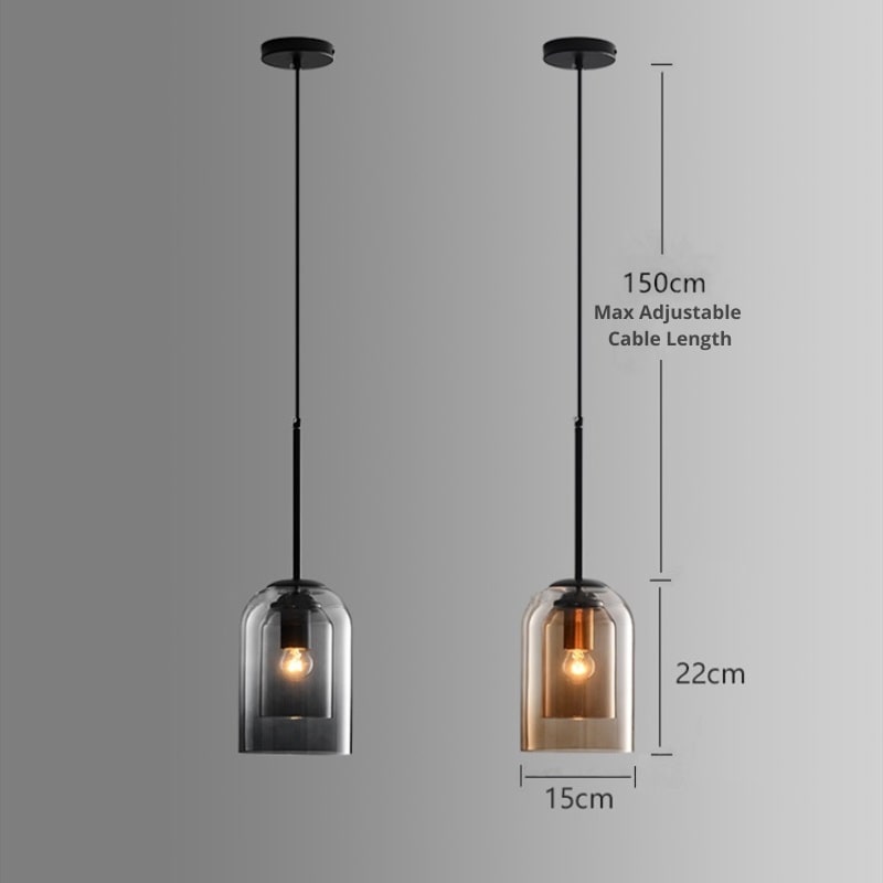 GlanzZeit Modernes Glas-Design Pendelleuchte – energiesparende LED-Pendelleuchte mit Glasabdeckung.