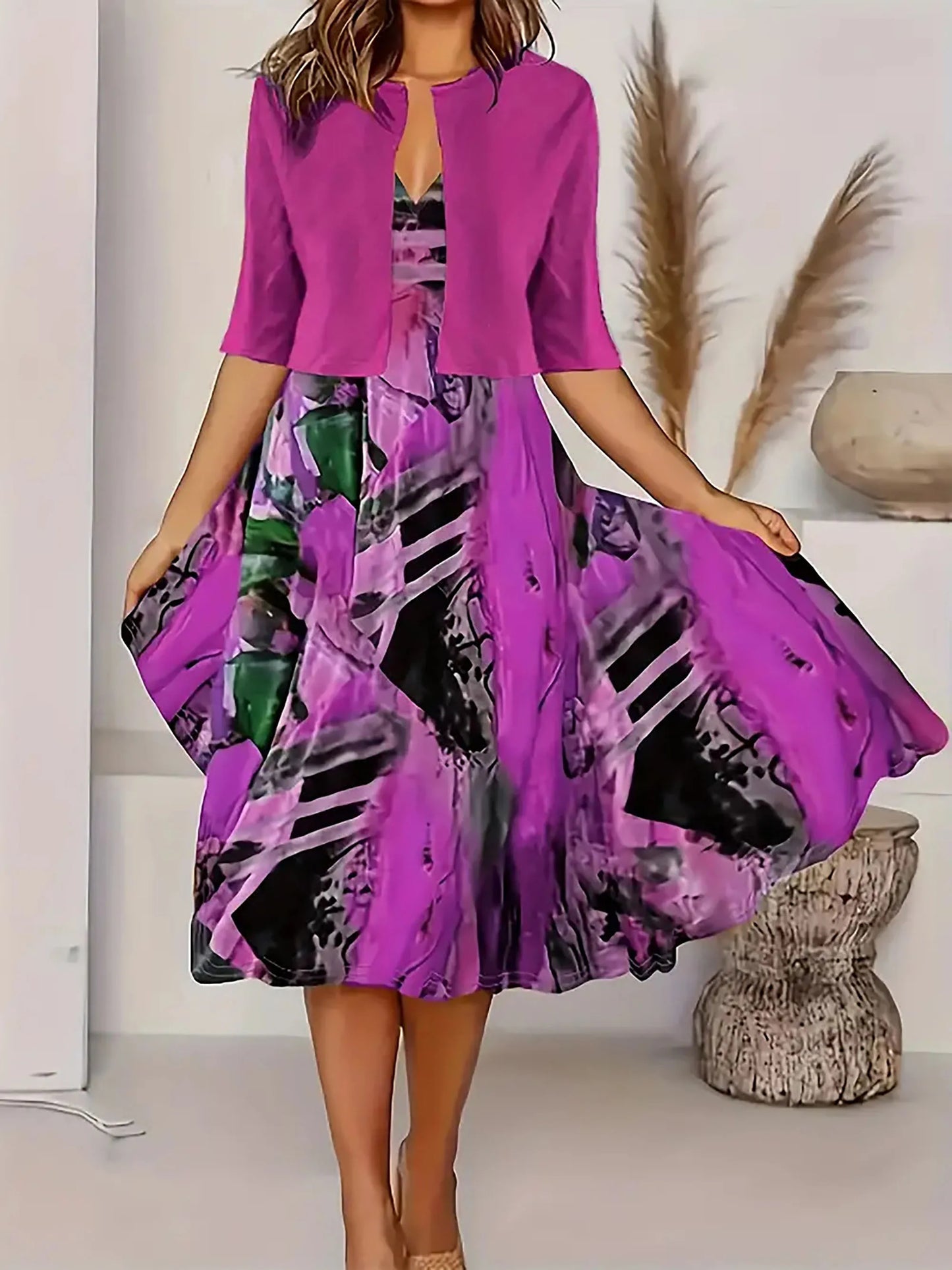Lässiges Sommerkleid Mit Blazer Für Damen | Midi