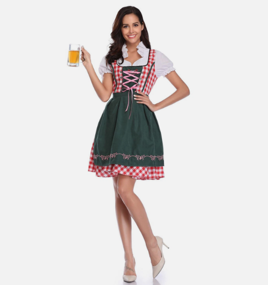 Damen Stylisch Kurze Ärmel Oktoberfest Dirndl Kleid