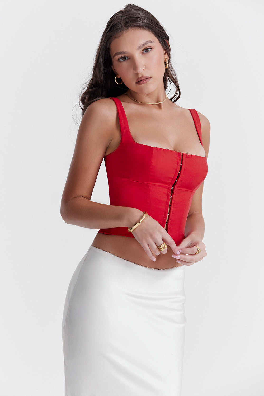 Damen Elegantes Korsett Oberteil | Rot