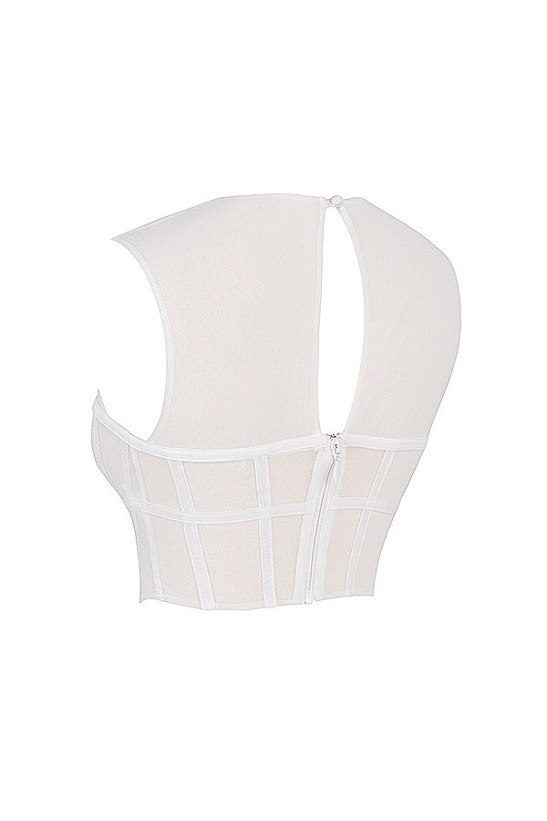 Damen Elegante Mesh-Korsettop | Weiß