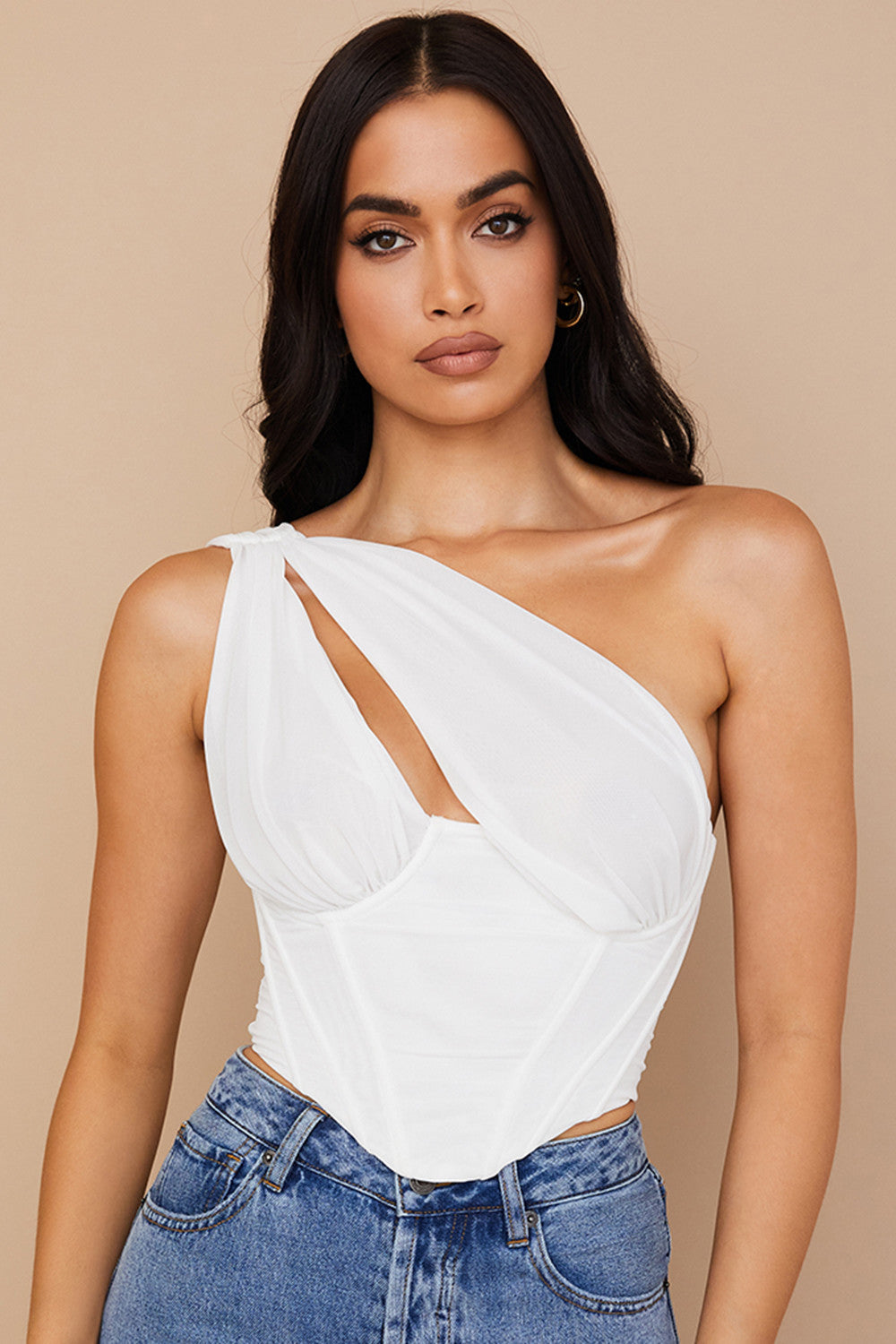 Damen Asymmetrisches One-Shoulder Oberteile | Weiß
