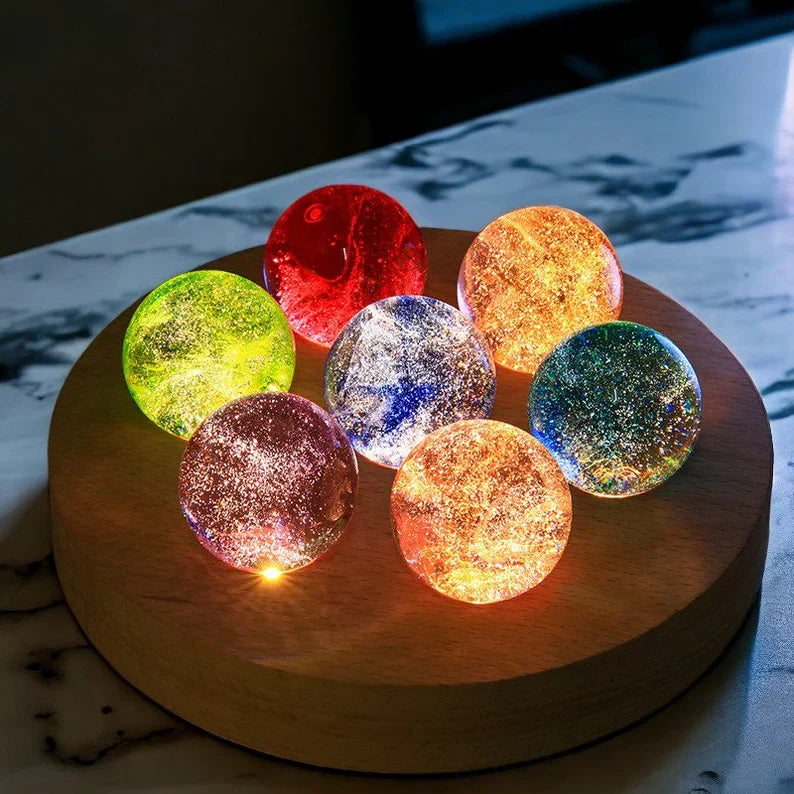 CosmicGlow – LED-Galaxy Kristallkugel Lampen-Set für die Inneneinrichtung