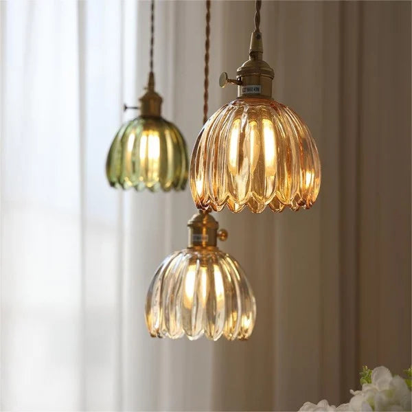 LuxeLights - Retro-Pendelleuchte mit japanischem Blumenmuster