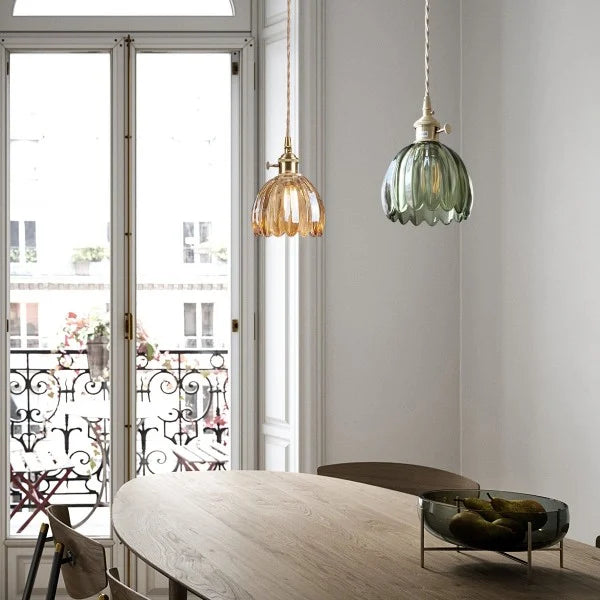 LuxeLights - Retro-Pendelleuchte mit japanischem Blumenmuster