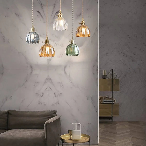 LuxeLights - Retro-Pendelleuchte mit japanischem Blumenmuster