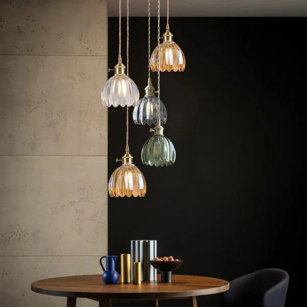 LuxeLights - Retro-Pendelleuchte mit japanischem Blumenmuster