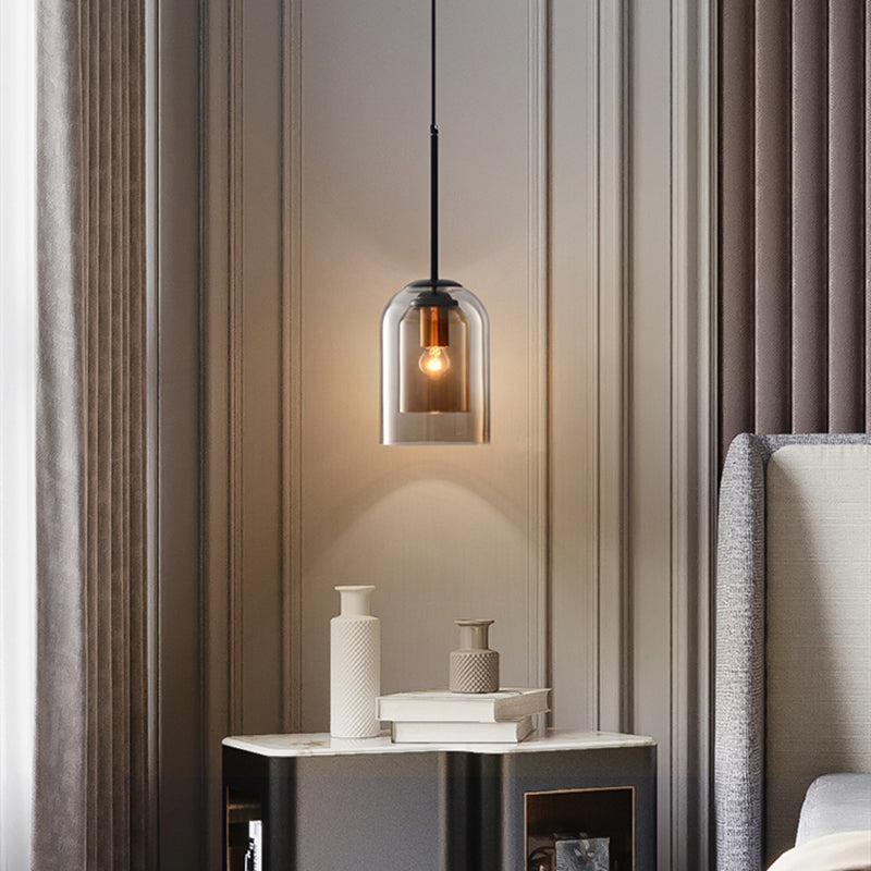 Modernes Glas-Design GlanzZeit Pendelleuchte – moderne transparente Glaslampe in minimalistischer Optik.