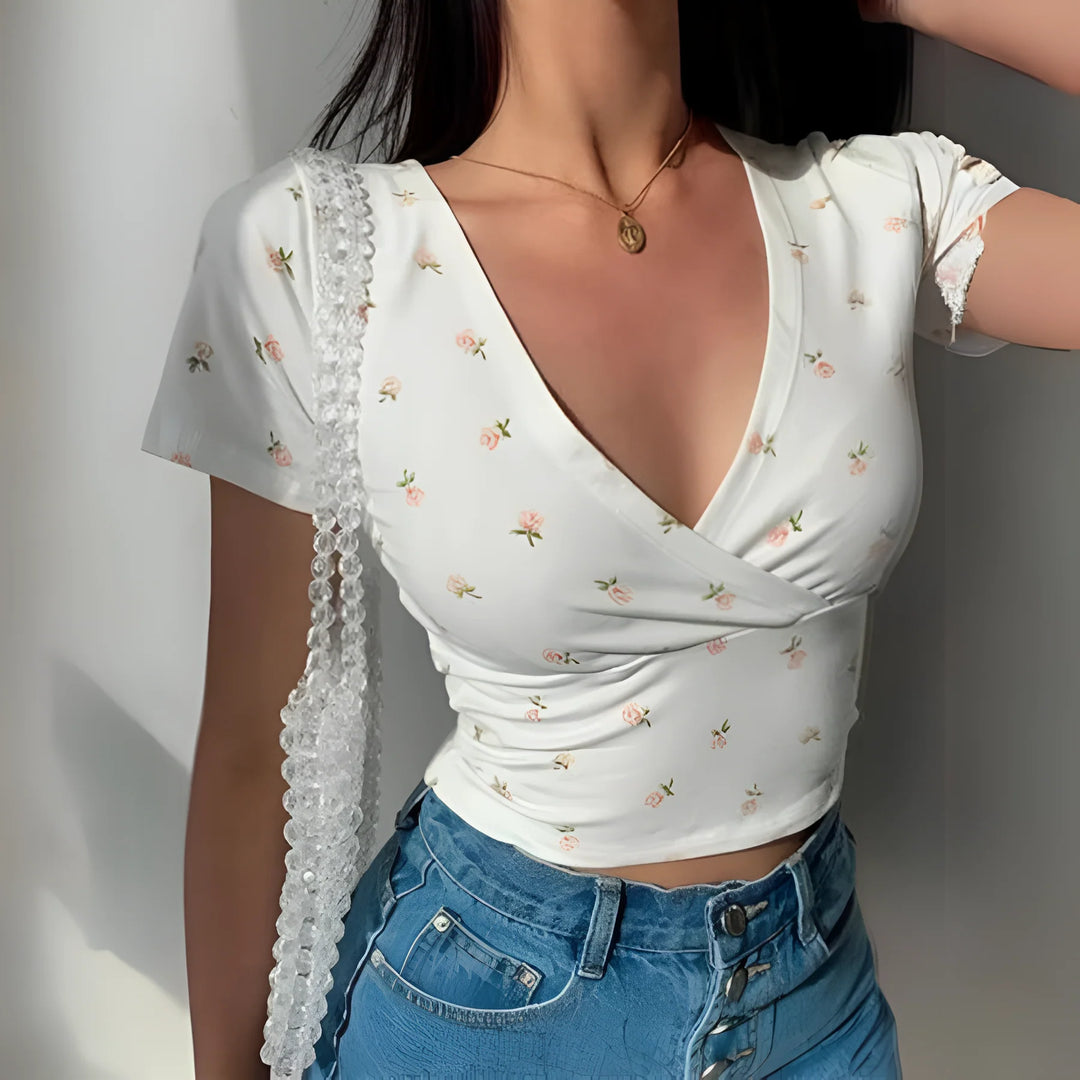 Damen V-Ausschnitt Crop Top | Sommer
