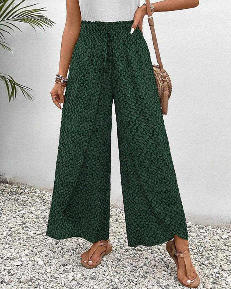 Verkürzte Hose Mit Weitem Bein Für Damen | Bedruckt