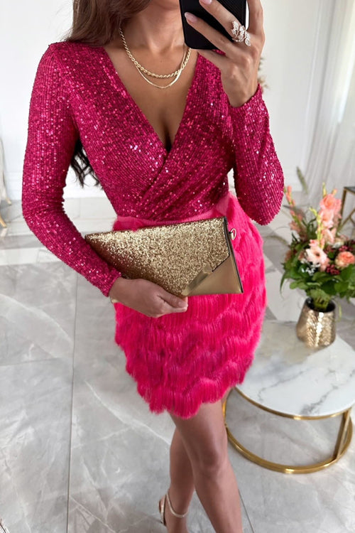 Damen Abend Partei Paillettenkleid | Mini