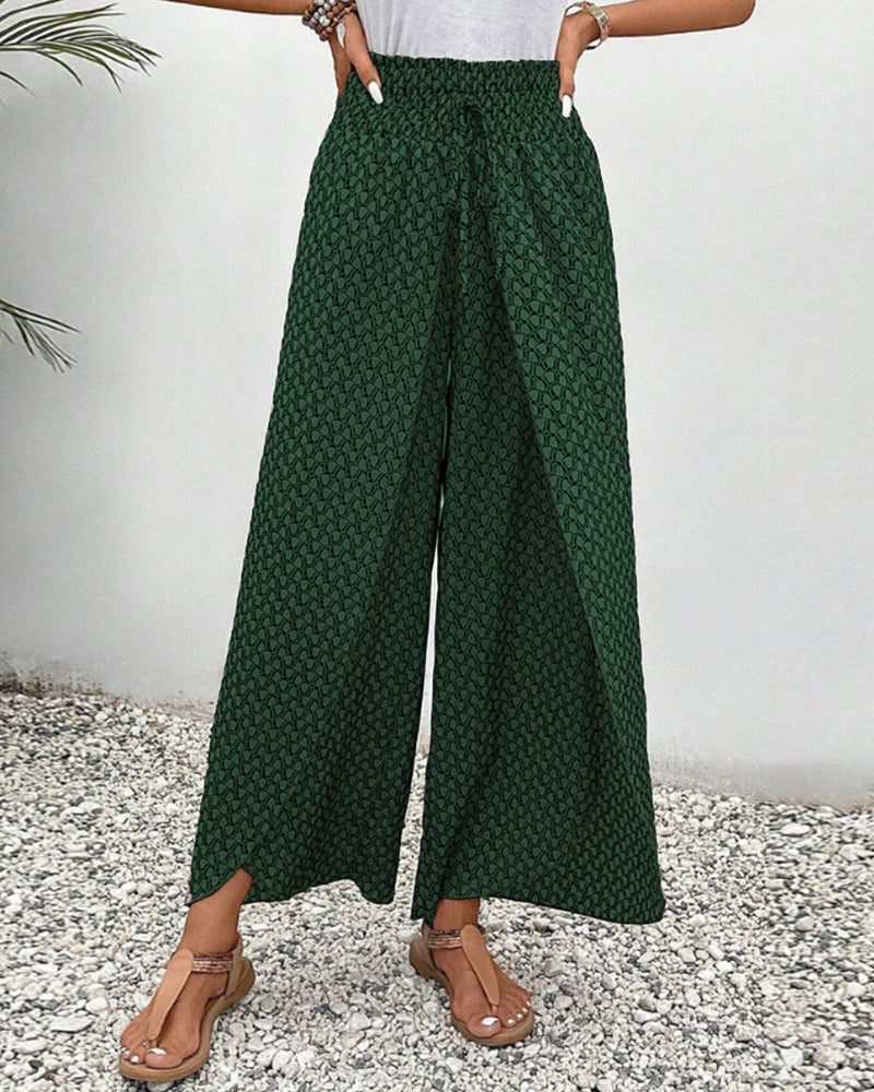 Verkürzte Hose Mit Weitem Bein Für Damen | Bedruckt
