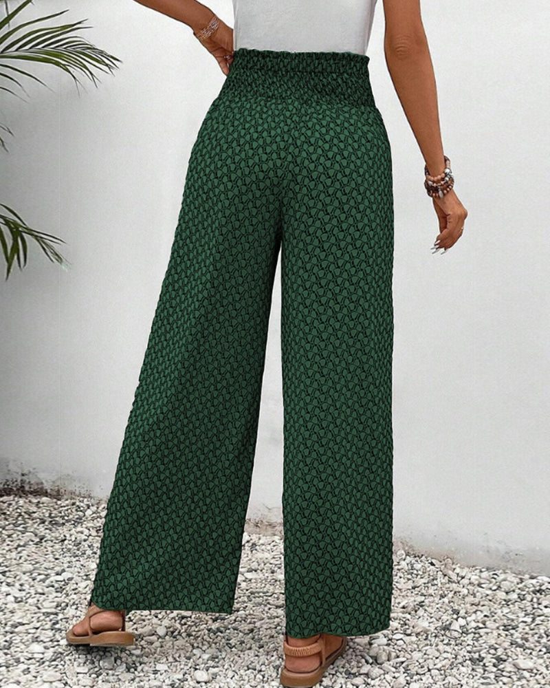Verkürzte Hose Mit Weitem Bein Für Damen | Bedruckt