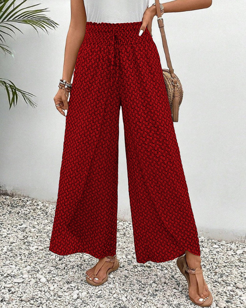 Verkürzte Hose Mit Weitem Bein Für Damen | Bedruckt