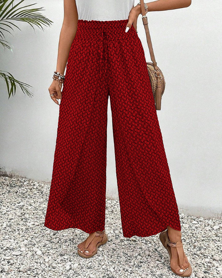Verkürzte Hose Mit Weitem Bein Für Damen | Bedruckt