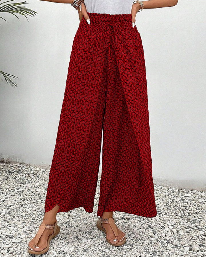 Verkürzte Hose Mit Weitem Bein Für Damen | Bedruckt