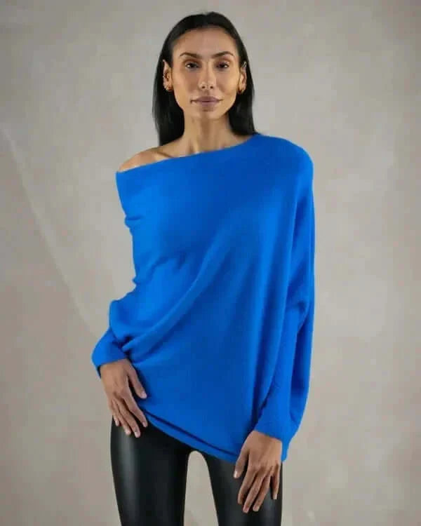 Damen Asymmetrisch Pullover | Langärmeliger