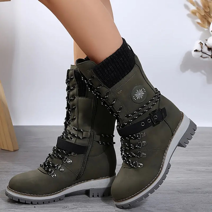 Wadenlang Winterstiefel Damen | Gestricktes Futter