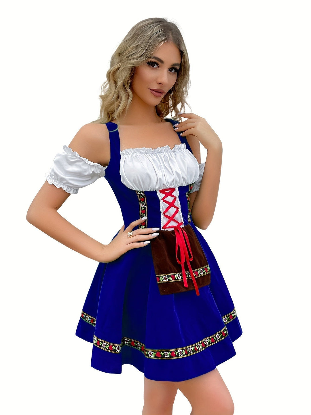 Damen Mode Kalte Schulter Oktoberfest Dirndl Kleid