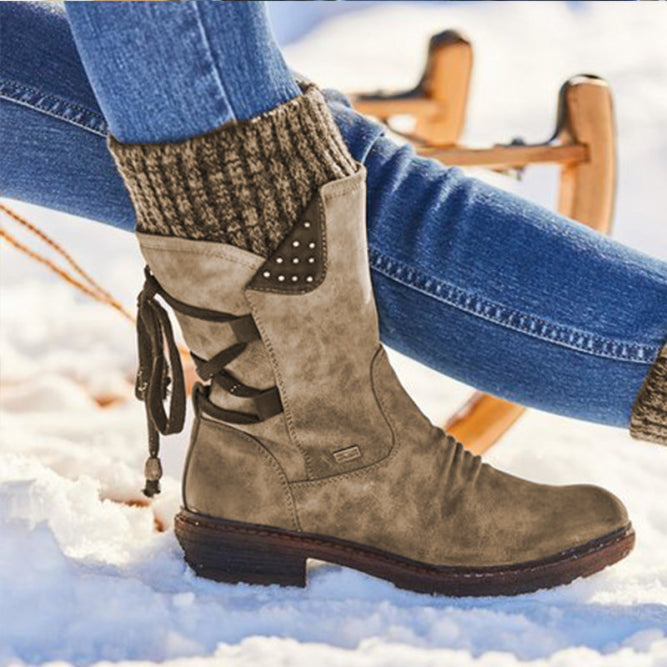 Damen Winter Stiefel | Gestricktes Detail
